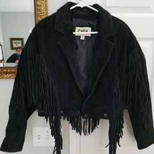 Genuine leather fringe jacket